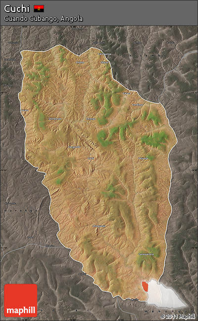 Satellite Map of Cuchi, darken, semi-desaturated