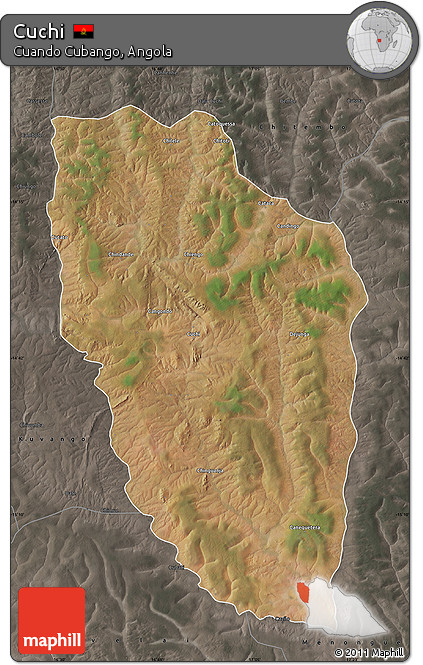 Satellite Map of Cuchi, darken, semi-desaturated