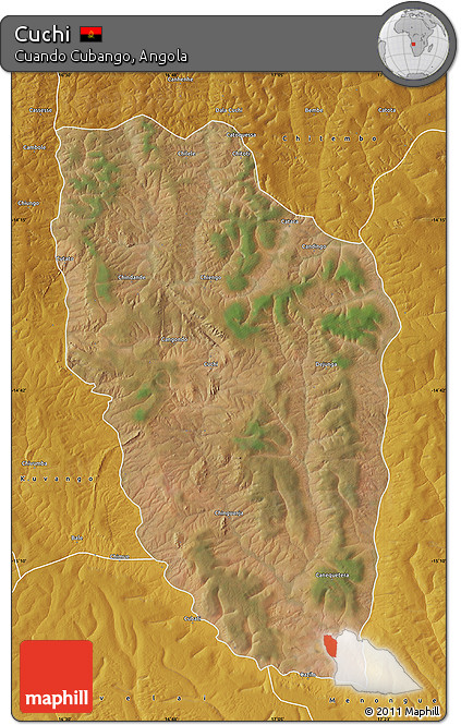 Satellite Map of Cuchi, physical outside