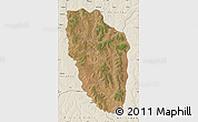 Satellite Map of Cuchi, shaded relief outside