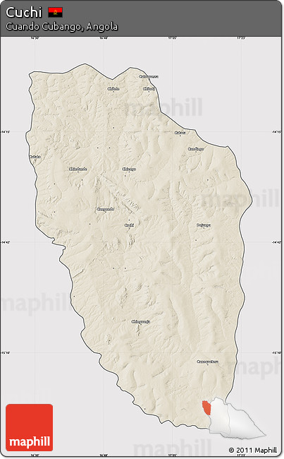 Shaded Relief Map of Cuchi, cropped outside