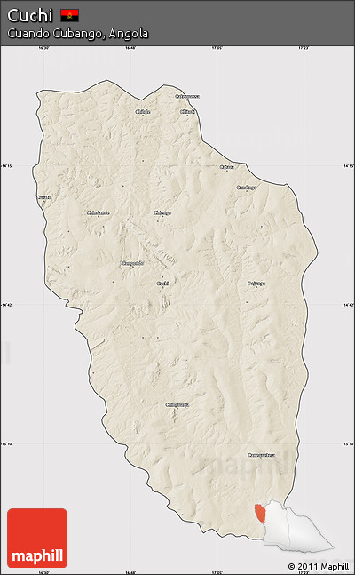 Shaded Relief Map of Cuchi, cropped outside