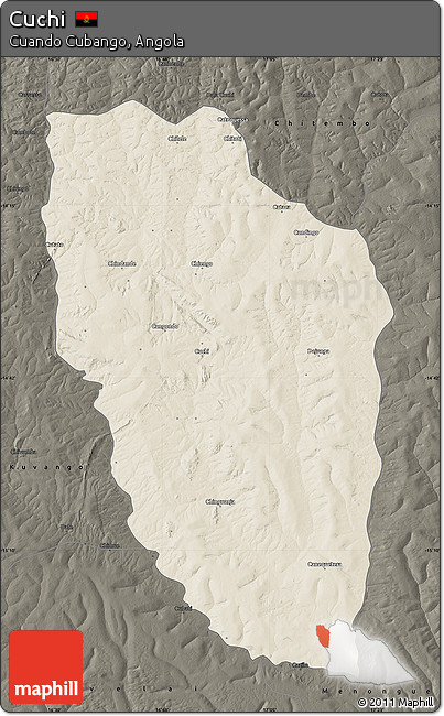 Shaded Relief Map of Cuchi, darken