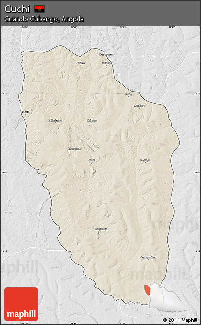 Shaded Relief Map of Cuchi, lighten, desaturated