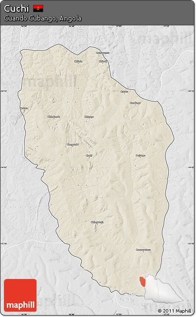 Shaded Relief Map of Cuchi, lighten, desaturated