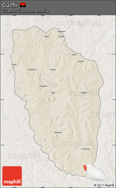 Shaded Relief Map of Cuchi, lighten
