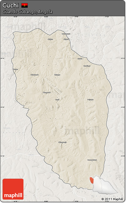 Shaded Relief Map of Cuchi, lighten