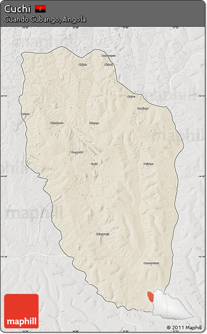 Shaded Relief Map of Cuchi, lighten, semi-desaturated