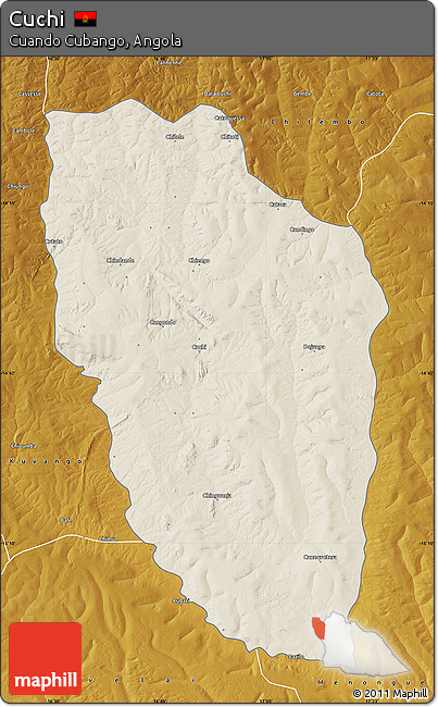 Shaded Relief Map of Cuchi, physical outside