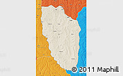 Shaded Relief Map of Cuchi, political outside