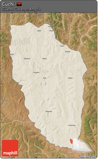 Shaded Relief Map of Cuchi, satellite outside