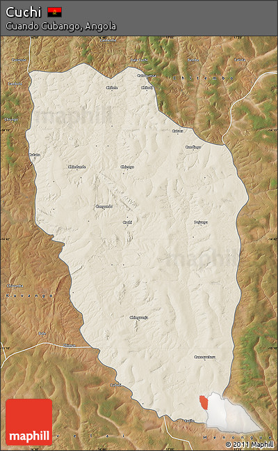 Shaded Relief Map of Cuchi, satellite outside