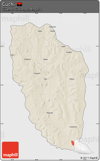 Shaded Relief Map of Cuchi, single color outside