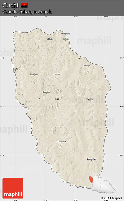 Shaded Relief Map of Cuchi, single color outside