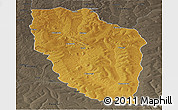 Physical Panoramic Map of Cuchi, darken, semi-desaturated