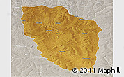 Physical Panoramic Map of Cuchi, lighten, semi-desaturated