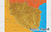 Physical Panoramic Map of Cuchi, political outside