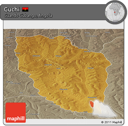Physical Panoramic Map of Cuchi, semi-desaturated