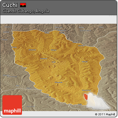 Physical Panoramic Map of Cuchi, semi-desaturated