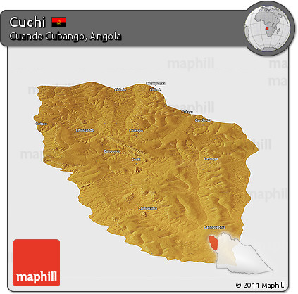 Physical Panoramic Map of Cuchi, single color outside