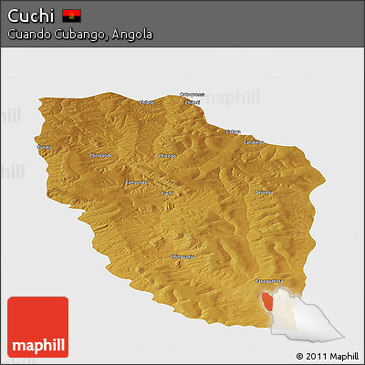Physical Panoramic Map of Cuchi, single color outside