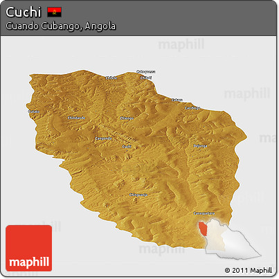 Physical Panoramic Map of Cuchi, single color outside
