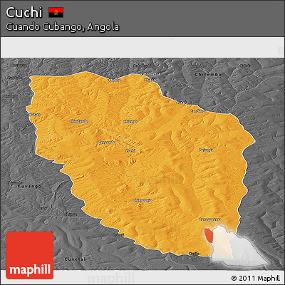 Political Panoramic Map of Cuchi, darken, desaturated