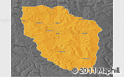 Political Panoramic Map of Cuchi, darken, desaturated