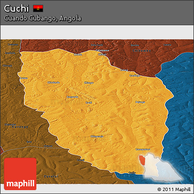 Political Panoramic Map of Cuchi, darken