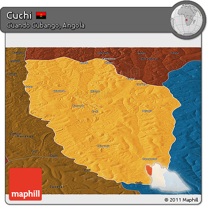 Political Panoramic Map of Cuchi, darken