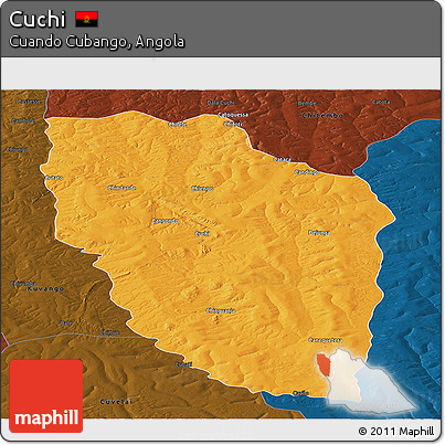 Political Panoramic Map of Cuchi, darken