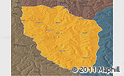Political Panoramic Map of Cuchi, darken, semi-desaturated