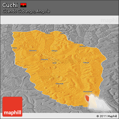 Political Panoramic Map of Cuchi, desaturated