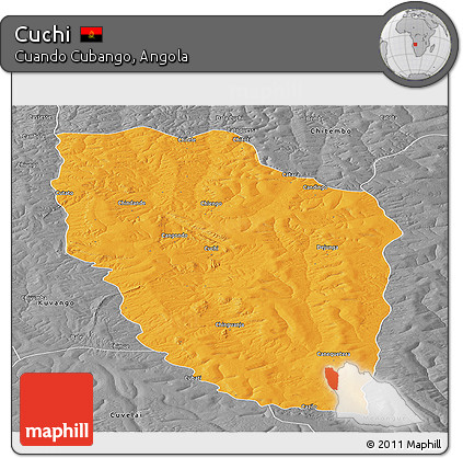 Political Panoramic Map of Cuchi, desaturated