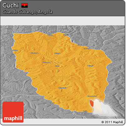 Political Panoramic Map of Cuchi, desaturated