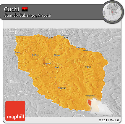 Political Panoramic Map of Cuchi, lighten, desaturated