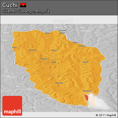 Political Panoramic Map of Cuchi, lighten, desaturated
