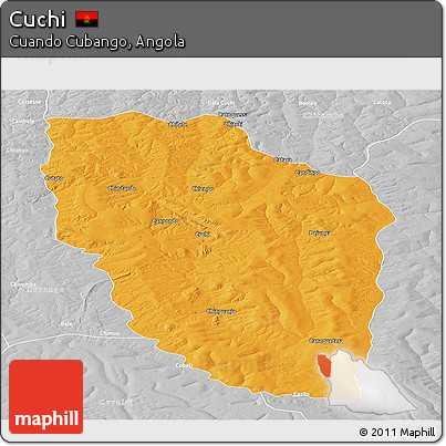 Political Panoramic Map of Cuchi, lighten, desaturated