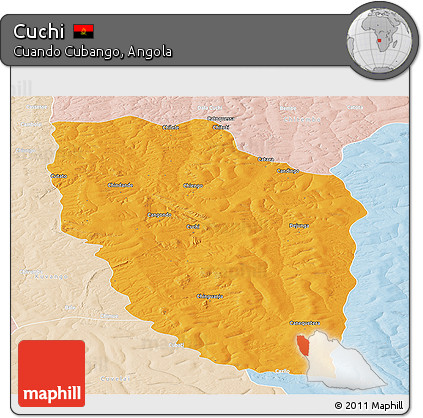 Political Panoramic Map of Cuchi, lighten