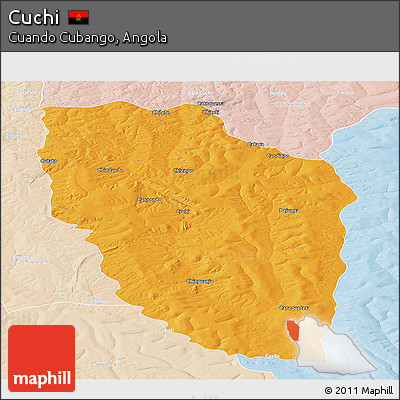 Political Panoramic Map of Cuchi, lighten