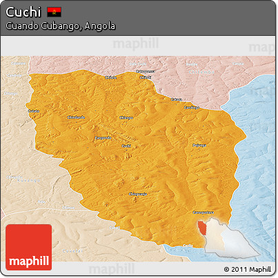 Political Panoramic Map of Cuchi, lighten