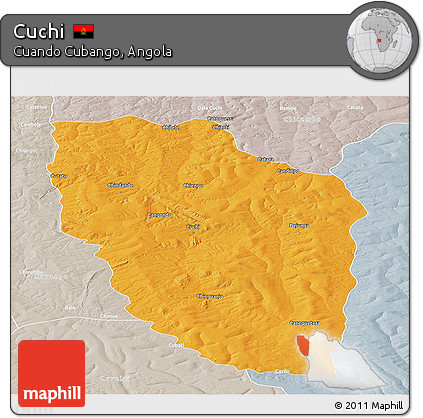 Political Panoramic Map of Cuchi, lighten, semi-desaturated