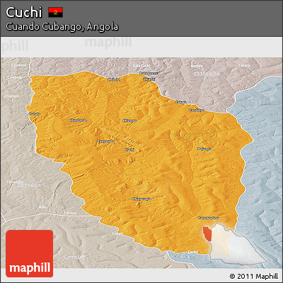 Political Panoramic Map of Cuchi, lighten, semi-desaturated