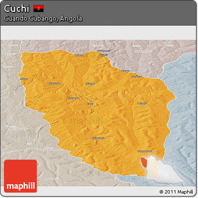 Political Panoramic Map of Cuchi, lighten, semi-desaturated
