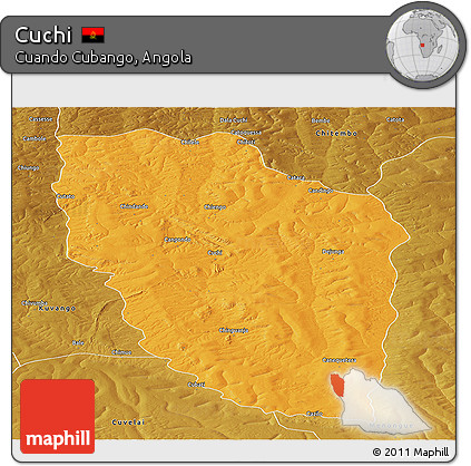 Political Panoramic Map of Cuchi, physical outside