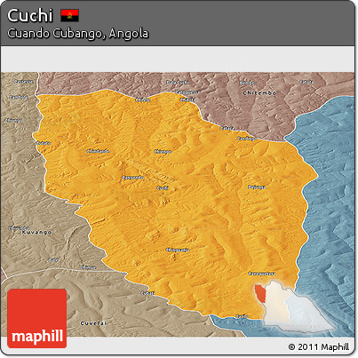Political Panoramic Map of Cuchi, semi-desaturated