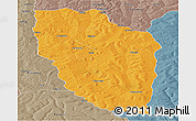 Political Panoramic Map of Cuchi, semi-desaturated