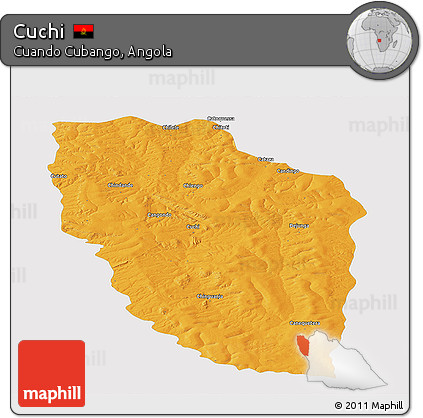 Political Panoramic Map of Cuchi, single color outside