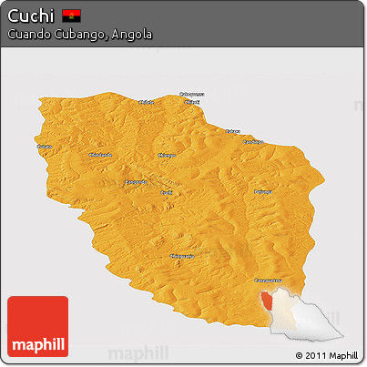 Political Panoramic Map of Cuchi, single color outside