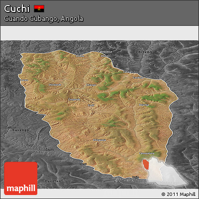 Satellite Panoramic Map of Cuchi, darken, desaturated